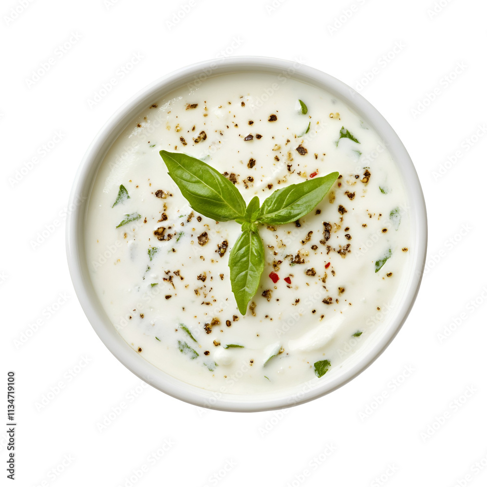 Creamy Basil and Pepper Dip in White Bowl