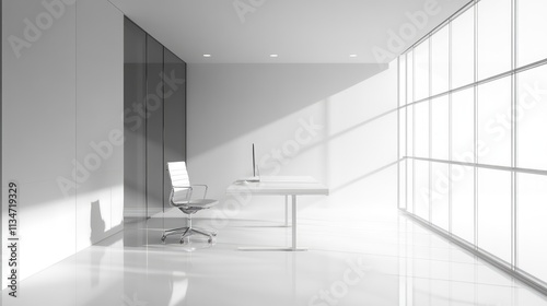 White clean glass working office interior image background