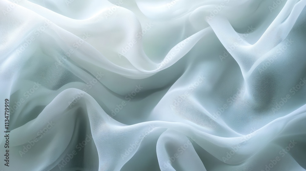 Fototapeta premium White colour silk wave drapery abstract background. Flowing fabric texture concept