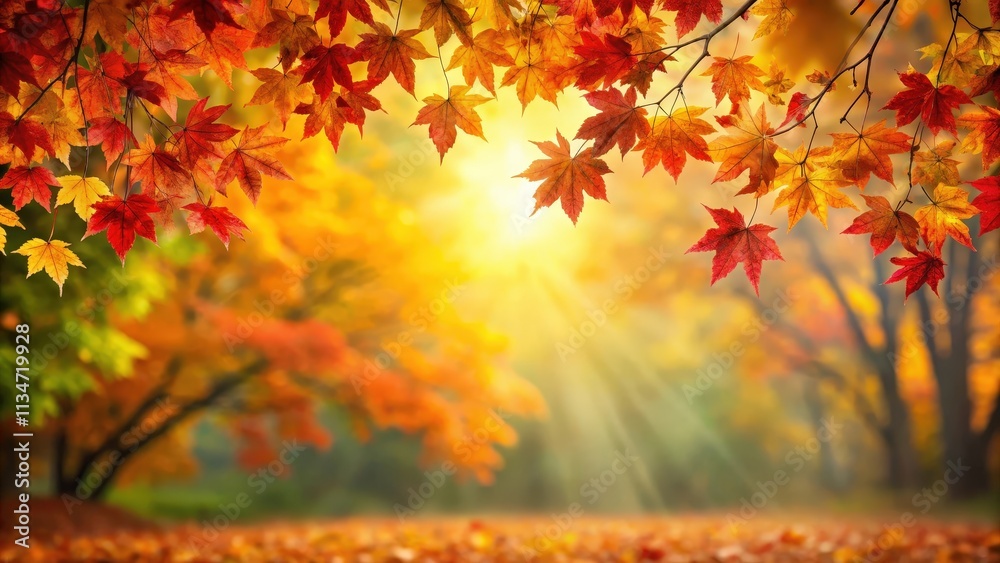 Autumn Leaves Frame a Sunlit Forest With Golden Hues Autumn Leaves Frame a Sunlit Forest With Golden Hues