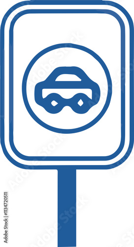 Blue traffic sign icon indicating no cars