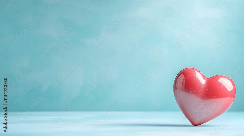 Valentine's day background heart decoration in soft blue setting romantic feel close-up view Valentine's day background heart decoration in soft blue setting romantic feel close-up view