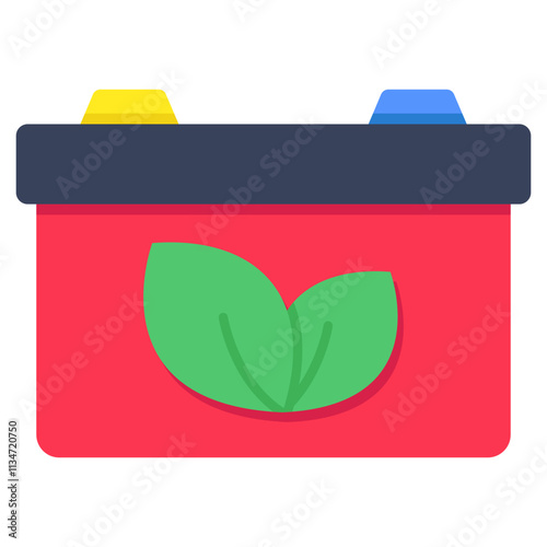 A flat design icon of eco battery