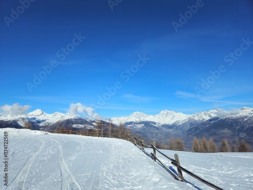 Ski resort in the Alps mountains