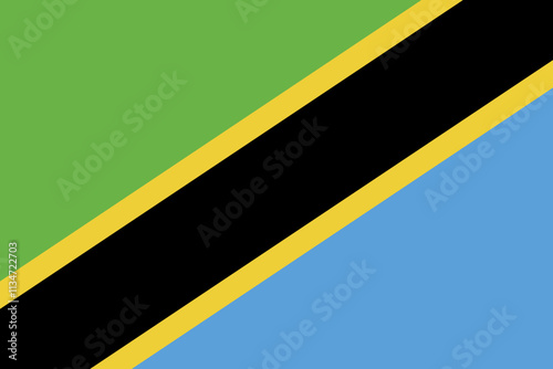 Tanzania flag, official colors and proportion. Vector illustration.