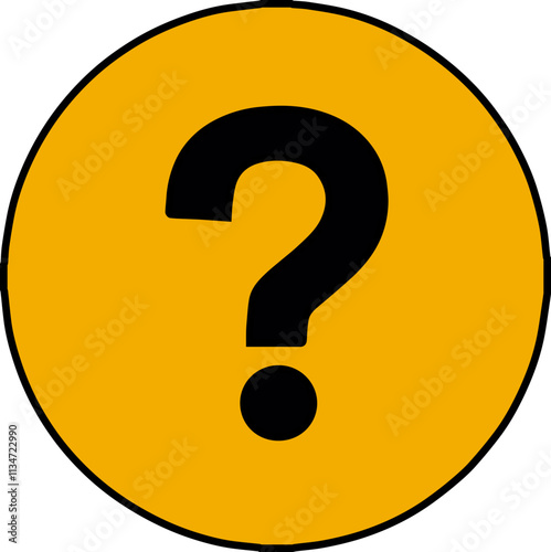 Symbol with a black question mark on a yellow background