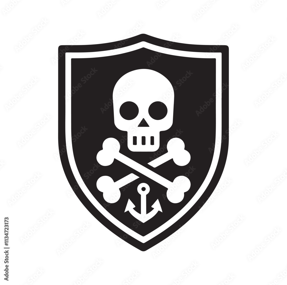 a shield with skull and crossbones icon
silhouette vector illustration a shield with skull and crossbones icon
silhouette vector illustration