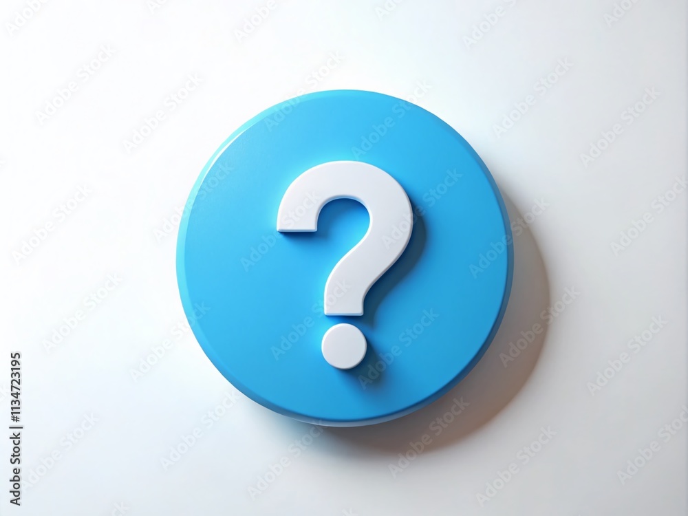 Bright Blue Circle with a White Giant Question Mark in the Center, Symbolizing Inquiry and Curiosity on a Simple Graphic Background, Perfect for Conceptual Design and Illustration Needs Bright Blue Circle with a White Giant Question Mark in the Center, Symbolizing Inquiry and Curiosity on a Simple Graphic Background, Perfect for Conceptual Design and Illustration Needs
