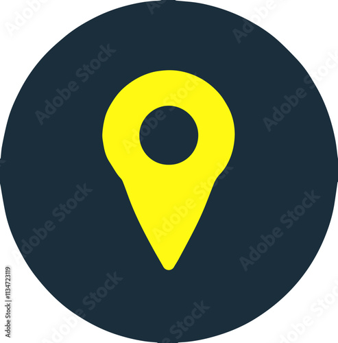 Simple icon showing location with yellow pin