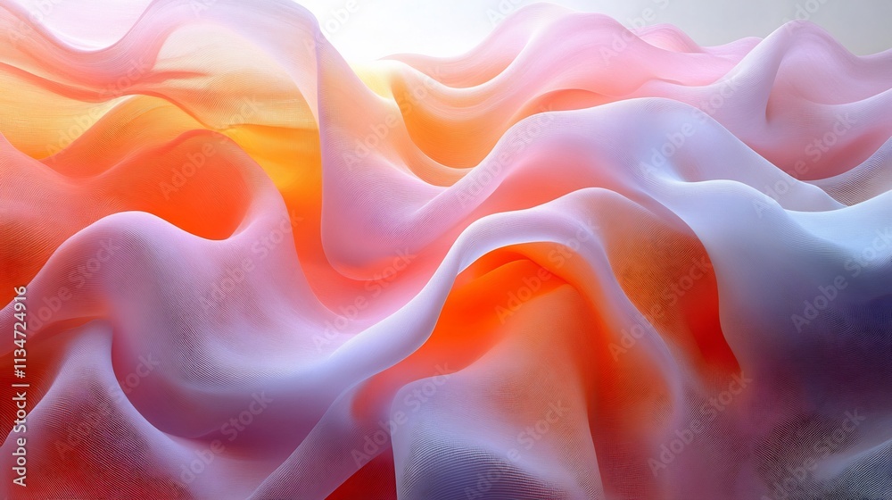Fototapeta premium Ethereal organic forms flowing like silk ribbons through abstract landscape a focus on fluid curves and smooth transitions