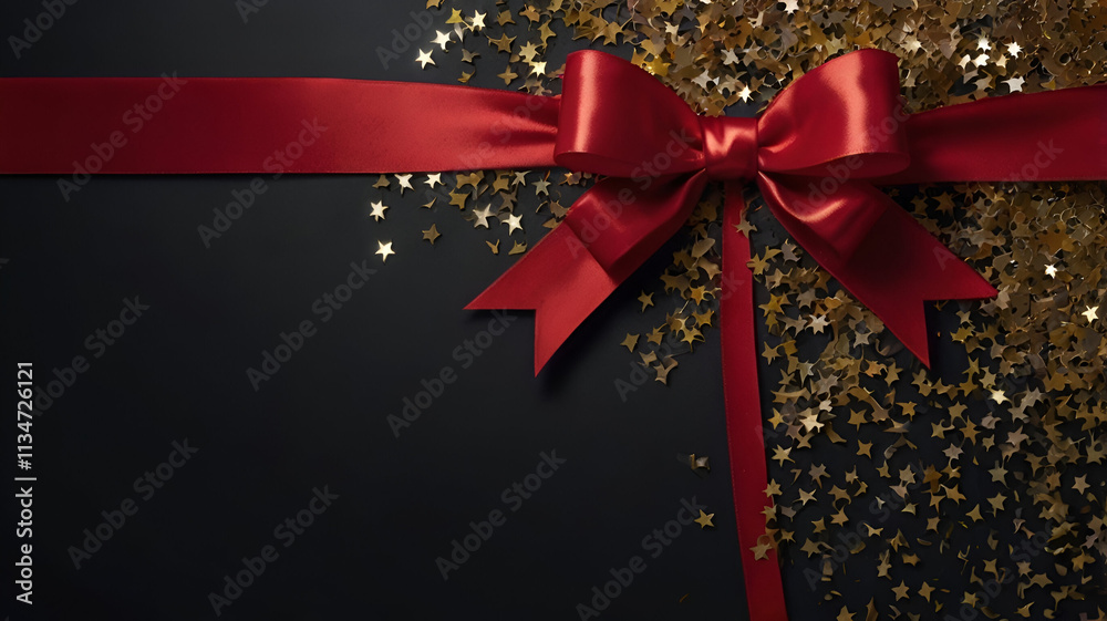 A bright red ribbon bow rests on a surface scattered with colorful confetti, creating a festive and cheerful scene.
A bright red ribbon bow rests on a surface scattered with colorful confetti, creating a festive and cheerful scene.