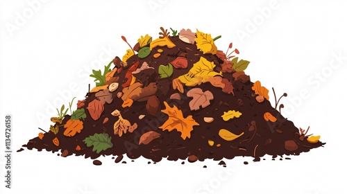 Pile of Compost Icon Vector Isolated 2D Fla