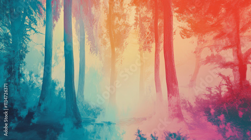 Fantasy Forest Background: Pastel Dreamscape, Vivid Colors, Organic Shapes