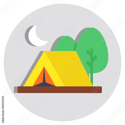 A flat design icon of camp