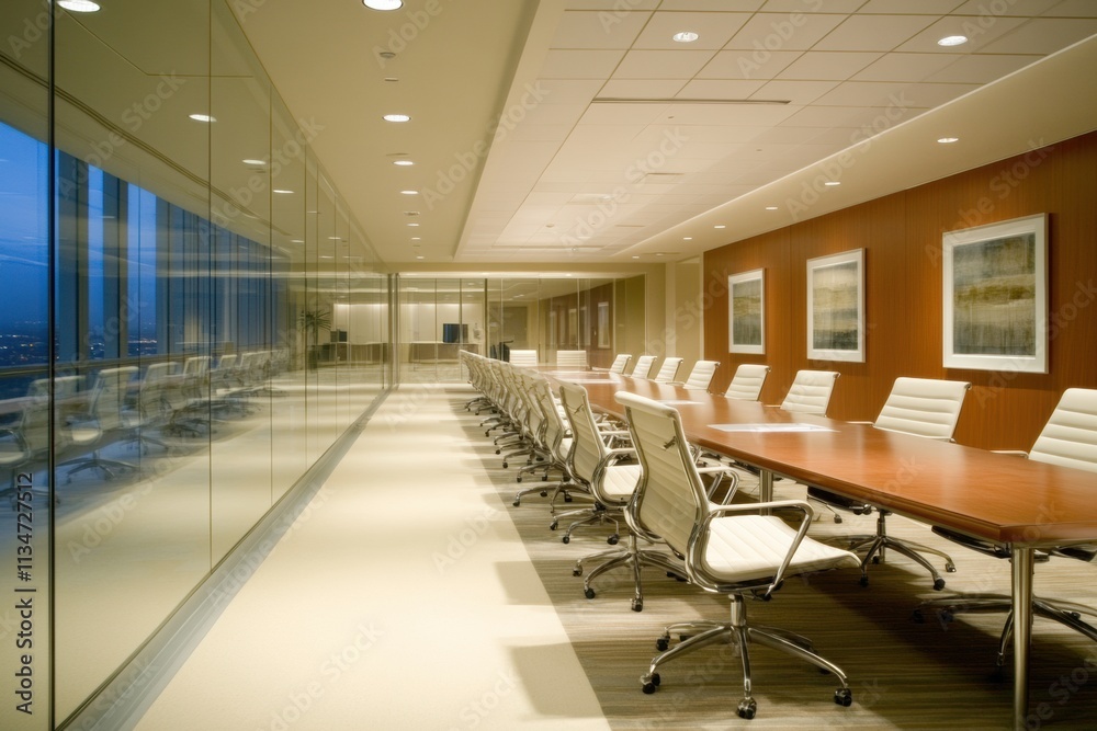 Modern Corporate Conference Room with City View Modern Corporate Conference Room with City View