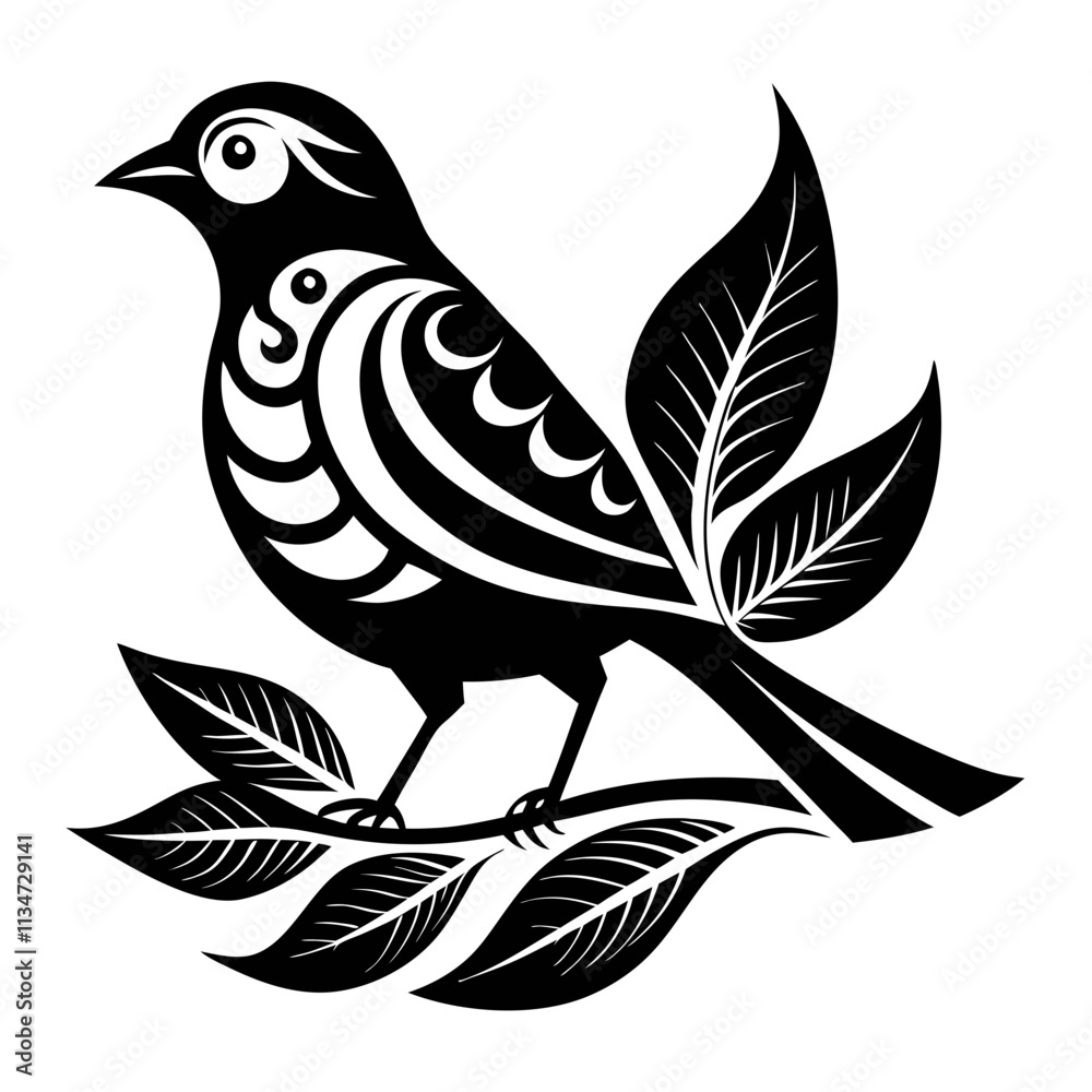 Fototapeta premium Rufous-Bellied Thrush silhouette