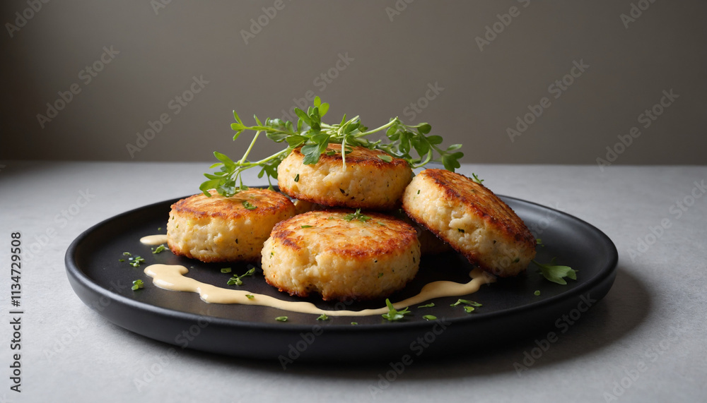 Crab Cakes in Gourmet Style in Golden Brown for Culinary Presentation Crab Cakes in Gourmet Style in Golden Brown for Culinary Presentation