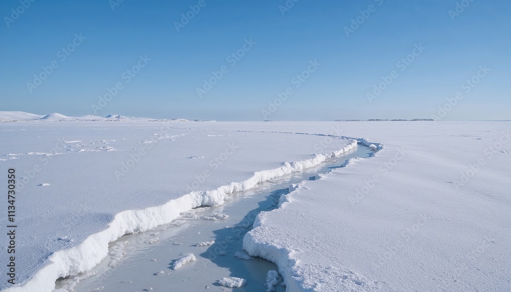 Obraz premium Melting Snow Field with Slowly Seeping Water | Hint of Spring Arrival