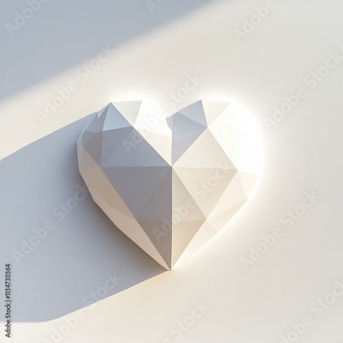 White Geometric Heart: Minimalist 3D Rendering