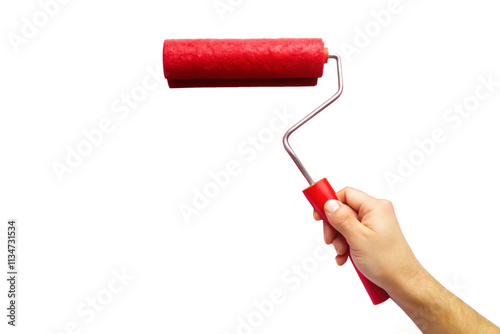 hand with red roller