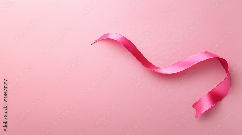 Cancer Awareness Ribbon on Pastel Pink Background Cancer Awareness Ribbon on Pastel Pink Background