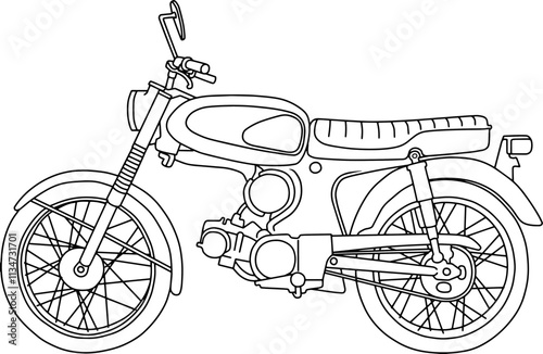 classic motorbike line vector illustration isolated on white background