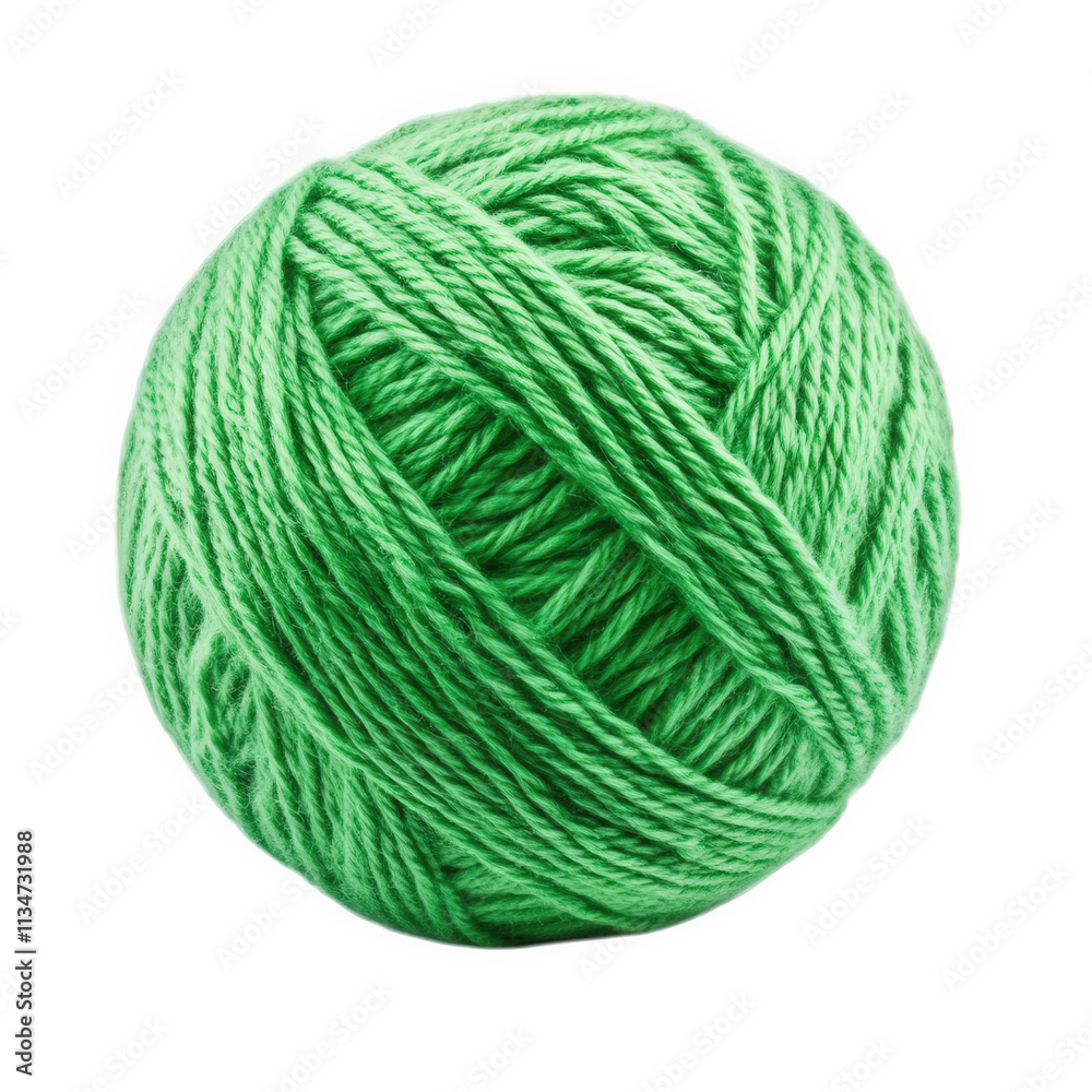 A ball of bright green yarn sits on a black background, on transparent background , png A ball of bright green yarn sits on a black background, on transparent background , png