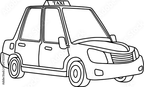 taxi car line vector illustration isolated on white background