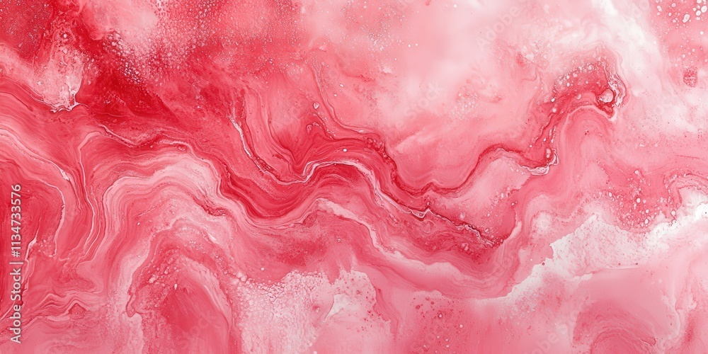 Fototapeta premium Abstract Soft Watercolor Background in Shades of Red and Pink, Depicting a Flowing Chaos of Texture and Color Variations for Artistic Use