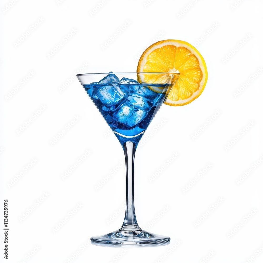 Refreshing Blue Cocktail with Crushed Ice and Lemon Wedge Refreshing Blue Cocktail with Crushed Ice and Lemon Wedge