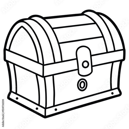 Treasure Chest Line Art Icon.