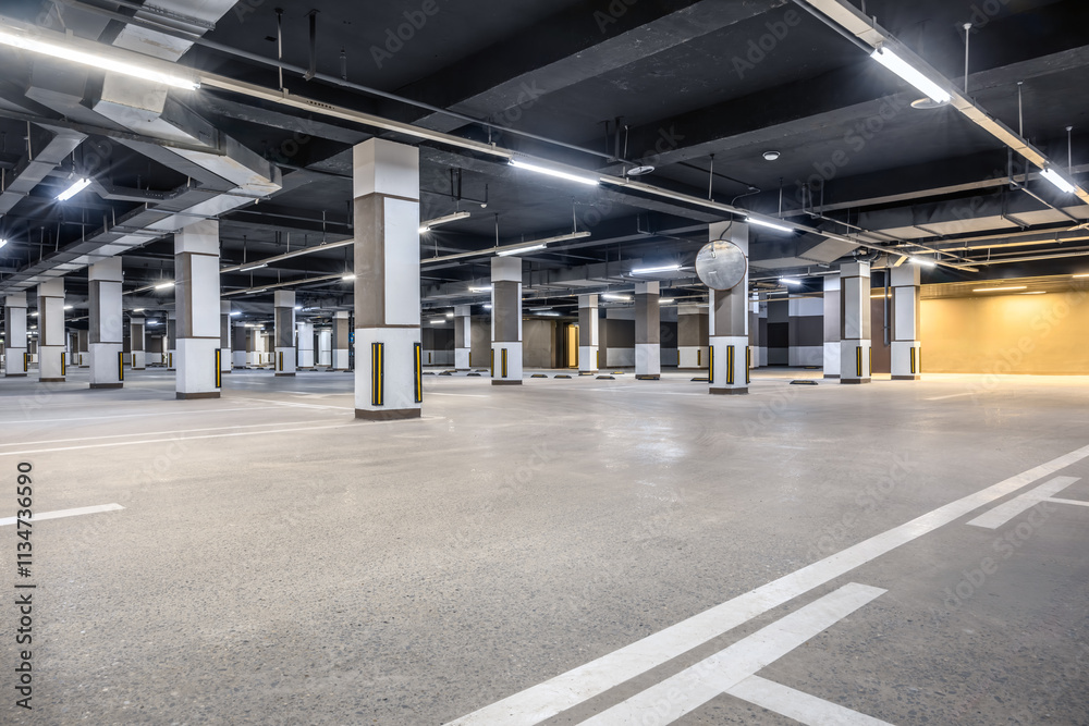 Naklejka premium New underground parking road landscape