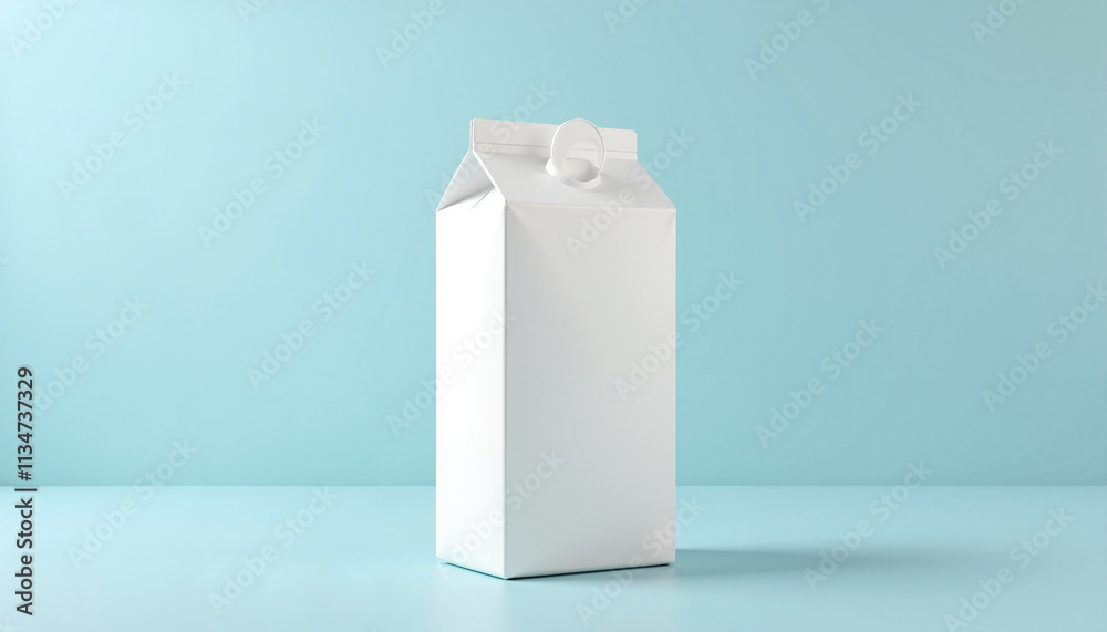 Blank milk carton mockup on light blue background for branding and product design Blank milk carton mockup on light blue background for branding and product design