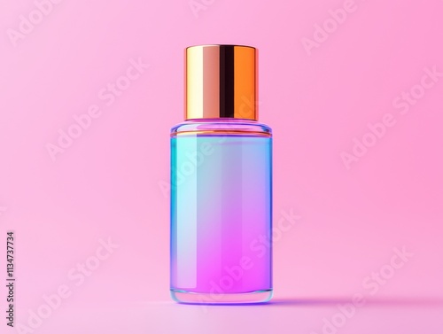 Colorful glass bottle on a vibrant background.