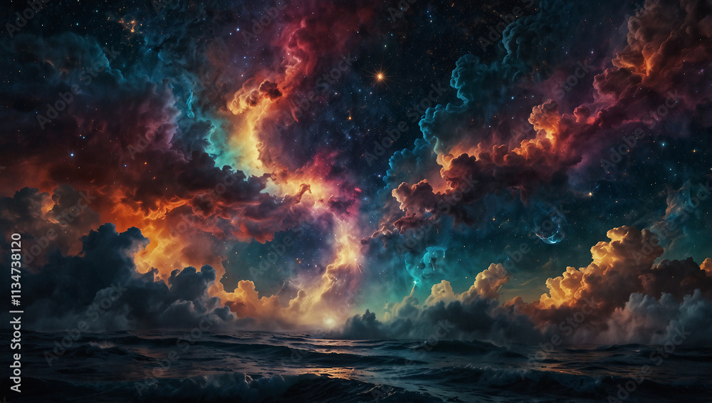 cosmos portrayed as a giant quilt, with patches of colorful nebulae cosmos portrayed as a giant quilt, with patches of colorful nebulae