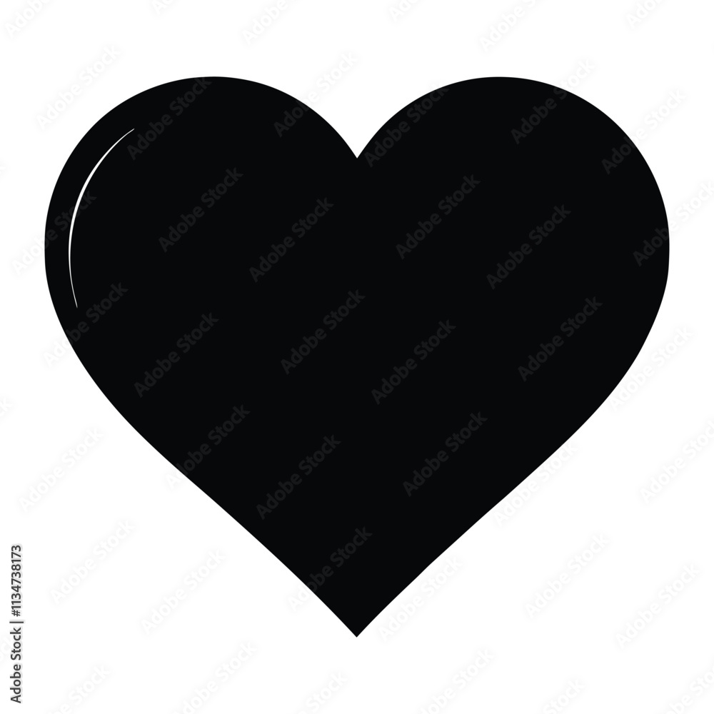 Black Love Heart Vector illustration on a White Canvas Black Love Heart Vector illustration on a White Canvas