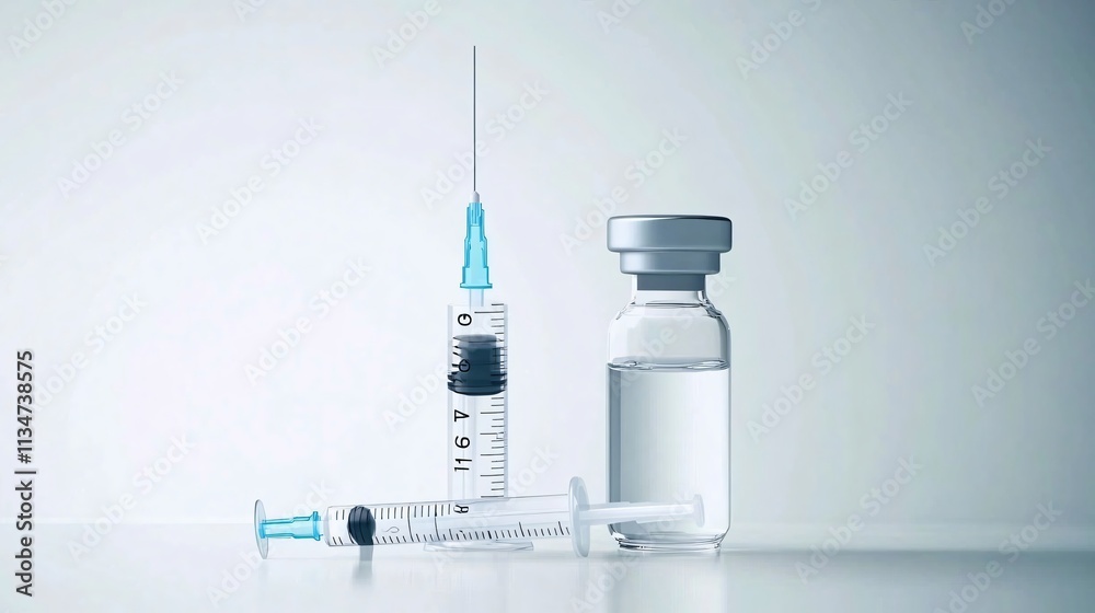 Covid-19 Vaccine Vector Isolated Illustration with One Injection - Medical Concept Covid-19 Vaccine Vector Isolated Illustration with One Injection - Medical Concept