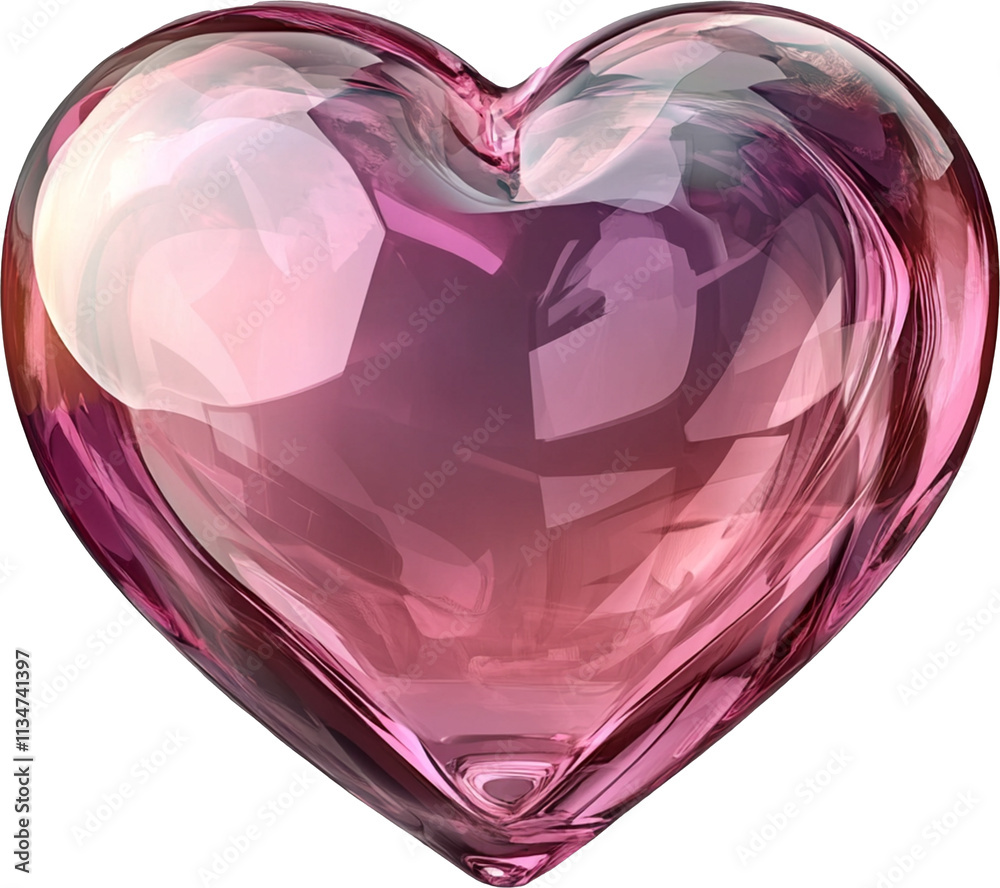 Glossy pink heart isolated on transparent background Glossy pink heart isolated on transparent background
