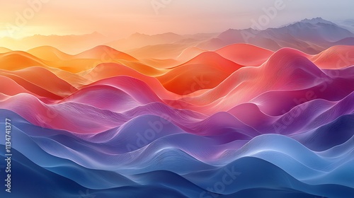 An abstract wave pattern with soft pastel colors, minimalistic design, clean lines, and smooth gradients