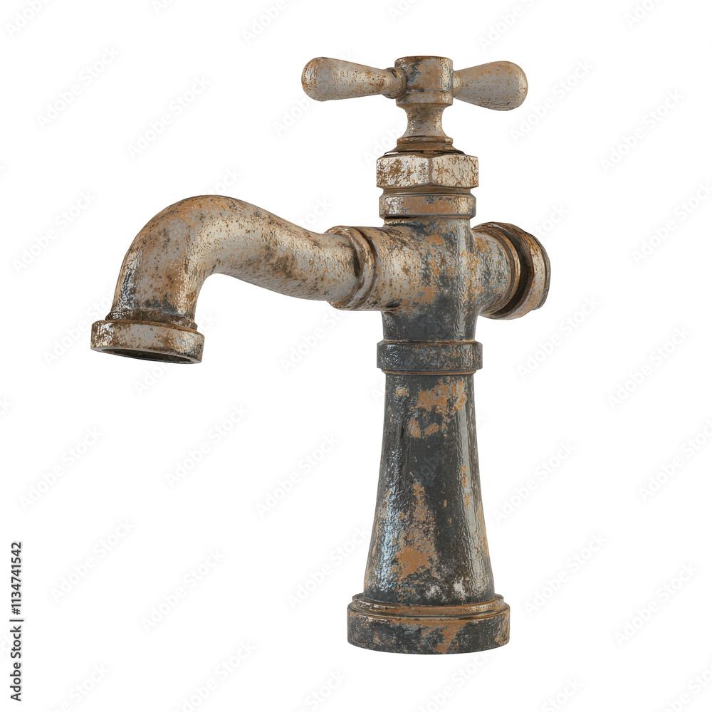 Old Rusty Faucet Isolated on PNG Transparent Background Old Rusty Faucet Isolated on PNG Transparent Background