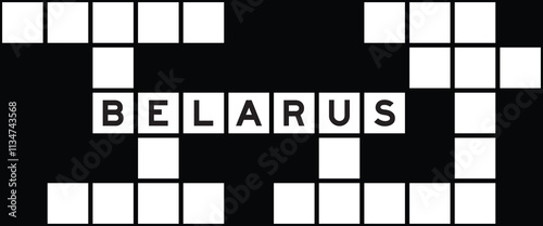 Alphabet letter in word belarus on crossword puzzle background