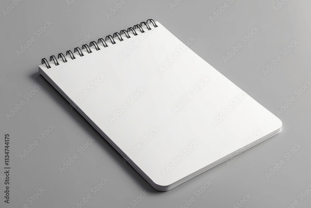 Blank realistic spiral bound notepad mockup on light grey background. Blank realistic spiral bound notepad mockup on light grey background.