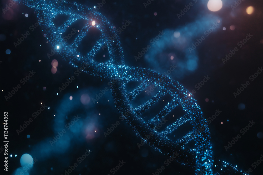 DNA-Helix in glitzerndem, tiefblauen Hintergrund
DNA-Helix in glitzerndem, tiefblauen Hintergrund