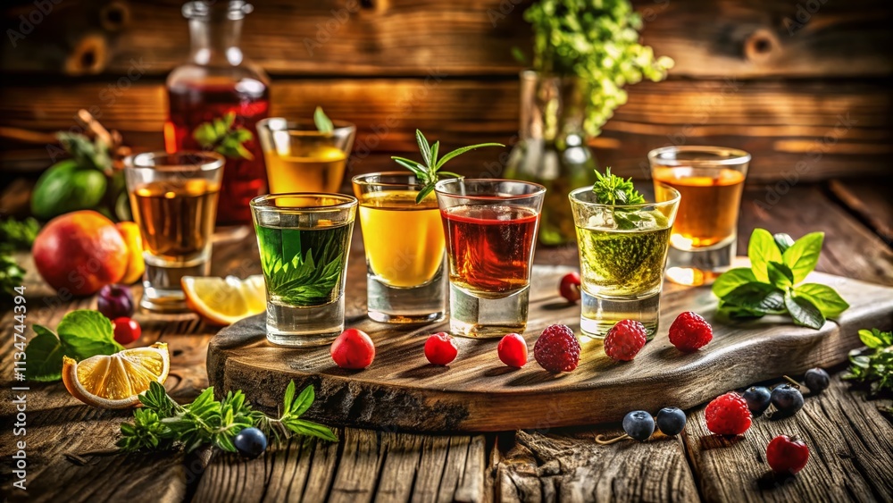 Captivating Conceptual Photography: Artistic Shots of Alcohol on a Rustic Wooden Surface, Capturing the Essence of Celebration and Indulgence in a Warm Atmosphere Captivating Conceptual Photography: Artistic Shots of Alcohol on a Rustic Wooden Surface, Capturing the Essence of Celebration and Indulgence in a Warm Atmosphere