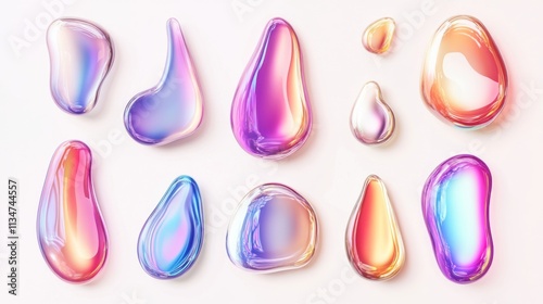 Abstract iridescent liquid shapes playful vibrant