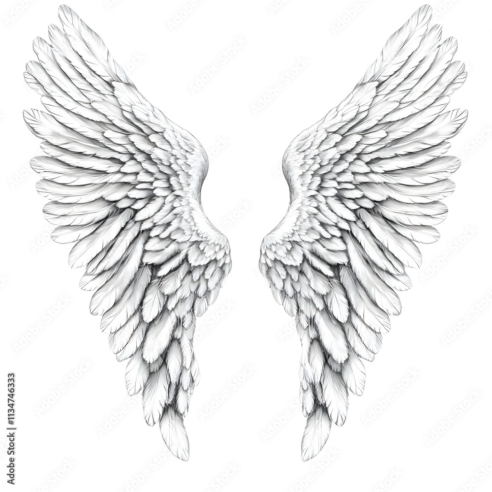 Obraz premium White angel wings isolated on a trans[parent background