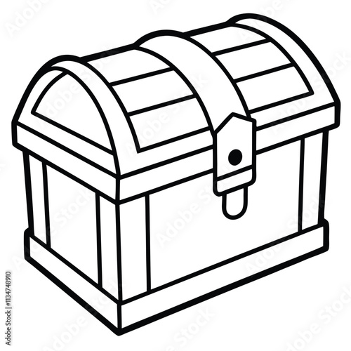 Treasure Chest Line Art Icon.