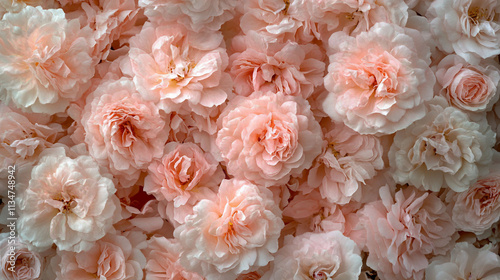 A close-up view of soft pink flowers in full bloom.