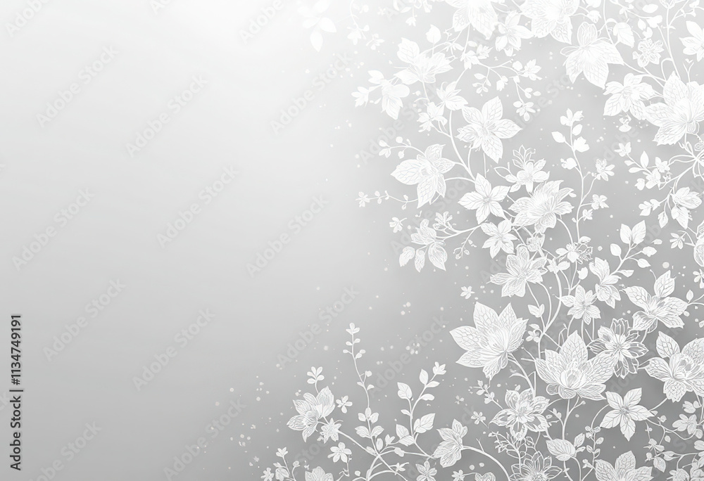 Obraz premium Elegant White Floral Pattern on a Soft Gray Background