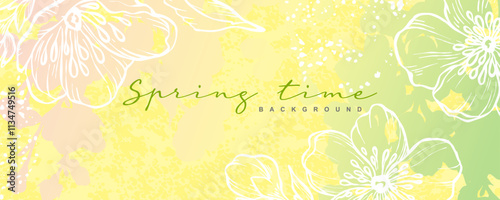 Spring abstract vector background with flowers. Art illustration for card, banner, invitation, poster, advertising